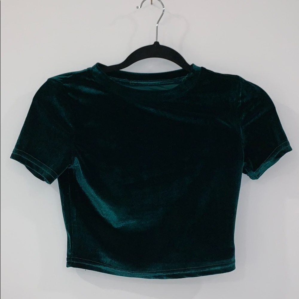 Emerald green velvet top